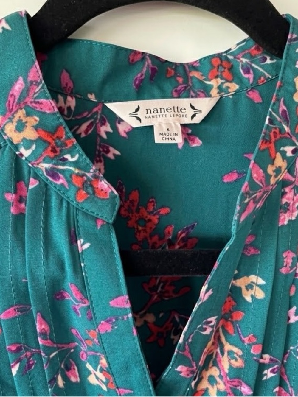 Nanette Lepore Teal Floral Pleated Midi Dress with Belt size 6 - Picture 2 of 3